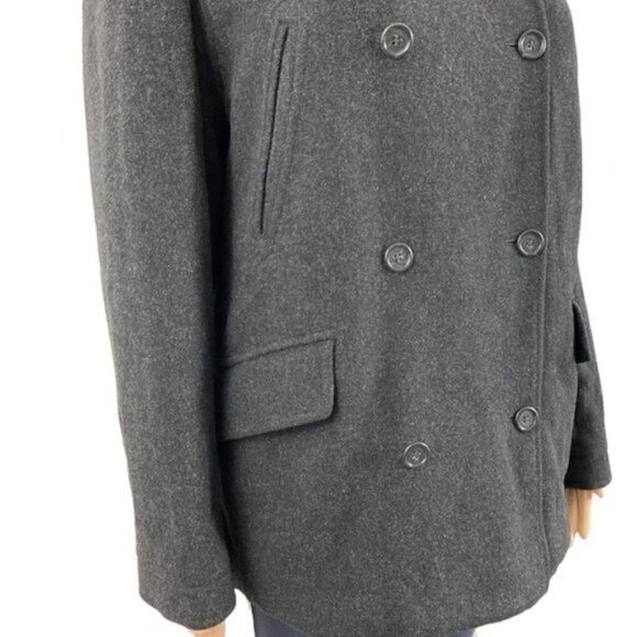 J.Crew Double Breasted Wool Jacket Gray Vintage Size Medium Lined - Picture 8 of 14